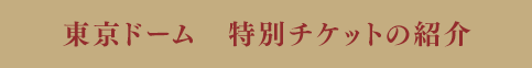 東京ドーム　特別チケットの紹介