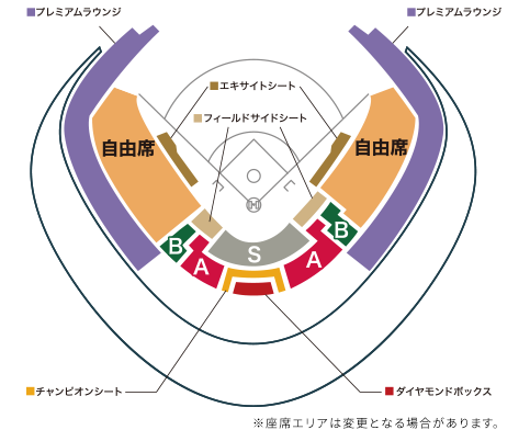 東京ドーム　シートマップ　※座席エリアは変更となる場合があります。
