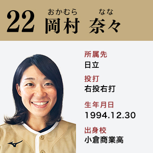 岡村　奈々	（おかむら・なな）	日立	右投右打	1994.12.30	小倉商業高