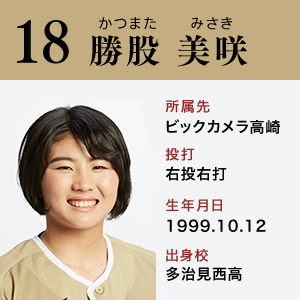 勝股　美咲	（かつまた・みさき）	ビックカメラ高崎	右投右打	1999.10.12	建大高崎高