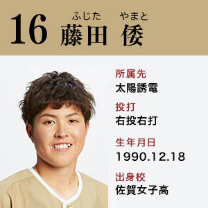 藤田　倭	（ふじた・やまと）	太陽誘電	右投右打	1990.12.18	佐賀女子高