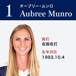 Aubree Munro	オーブリー・マンロ	　ポジション：捕手　右投右打	1993.10.4